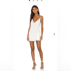 Lovers + Friends Ivory KYLO MINI DRESS Studded Wrap Dress Size XL